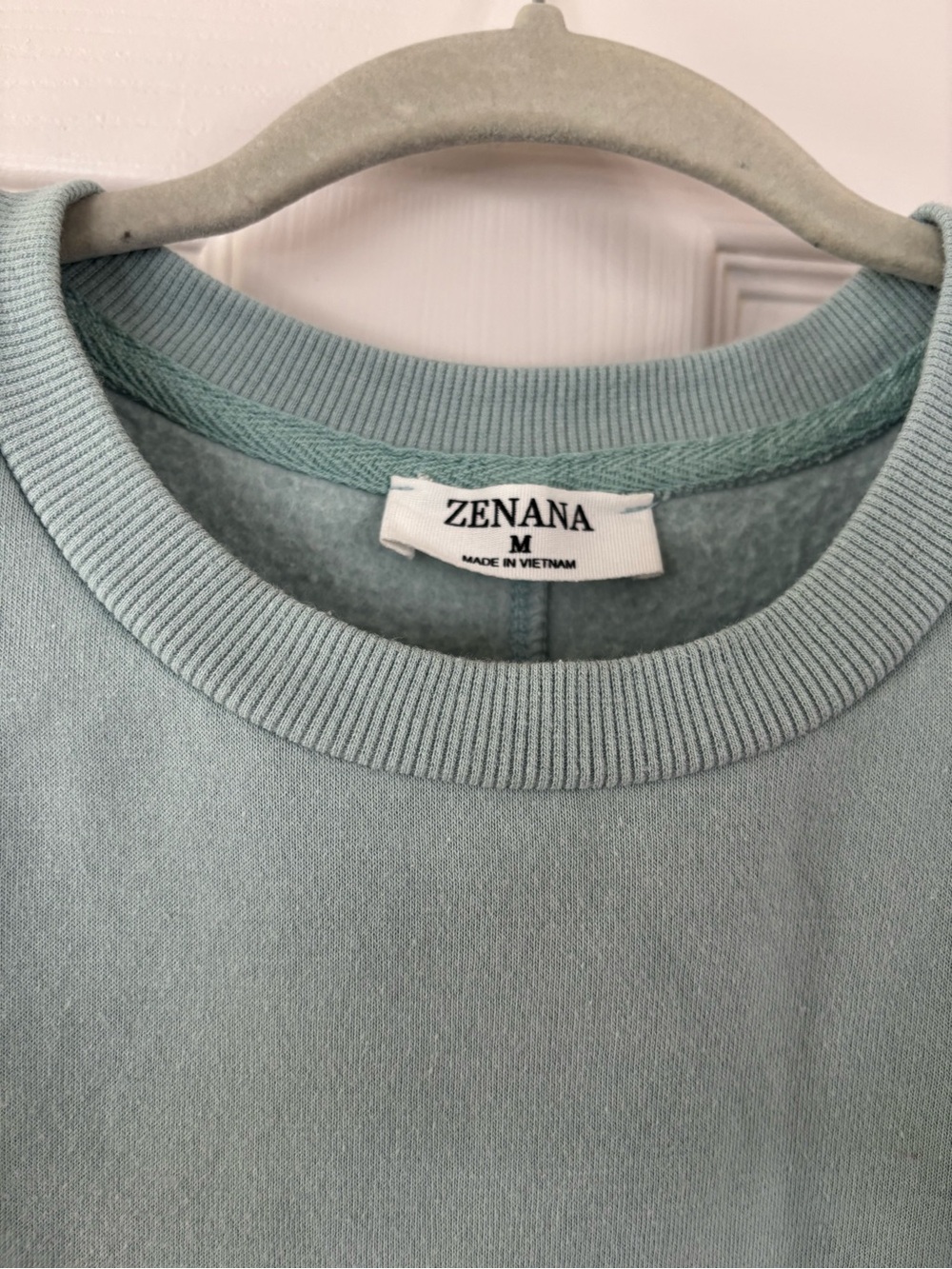 Zenana Mint Green Crewneck Sweatshirt with Pockets - Picture 2 of 4